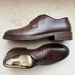 Antonio Maurizi Brown Pebble Leather Derby Shoes Men EU 44 US 10.5-11 Plain Toe